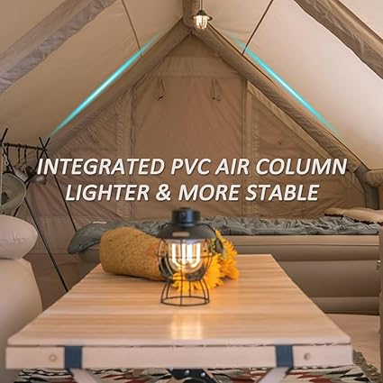 Inflatable Camping Tent with Pump, Easy Setup 4 Season Glamping Tent with High Performance Inflatable Structure, 4-6 Persons Waterproof Windproof Outdoor Self-Supporting Air Tent