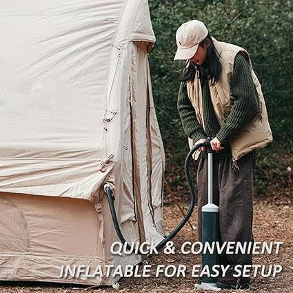Inflatable Camping Tent with Pump, Easy Setup 4 Season Glamping Tent with High Performance Inflatable Structure, 4-6 Persons Waterproof Windproof Outdoor Self-Supporting Air Tent