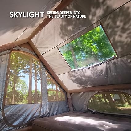 Inflatable Camping Tent with Pump, Easy Setup 4 Season Glamping Tent with High Performance Inflatable Structure, 4-6 Persons Waterproof Windproof Outdoor Self-Supporting Air Tent