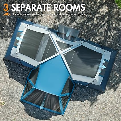 PORTAL 10 Person Family Camping Tent with Screen Room, Water Resistant Big Tunnel Tent with Rainfly, Large Family Tent for Outdoor Camping, Party